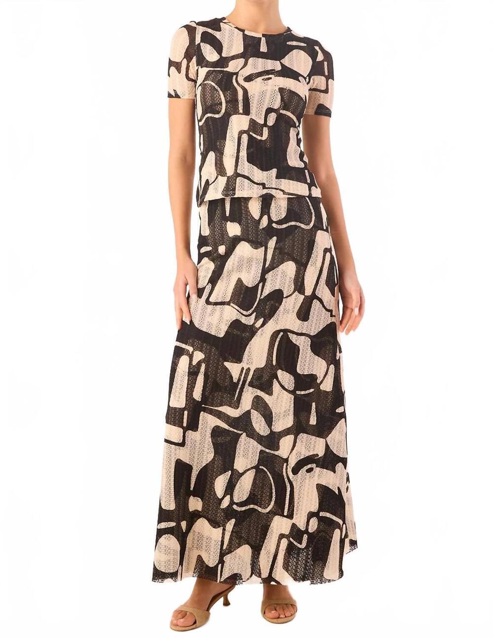 NEW MISA LOS ANGELES ekat midi skirt in abstract marble
